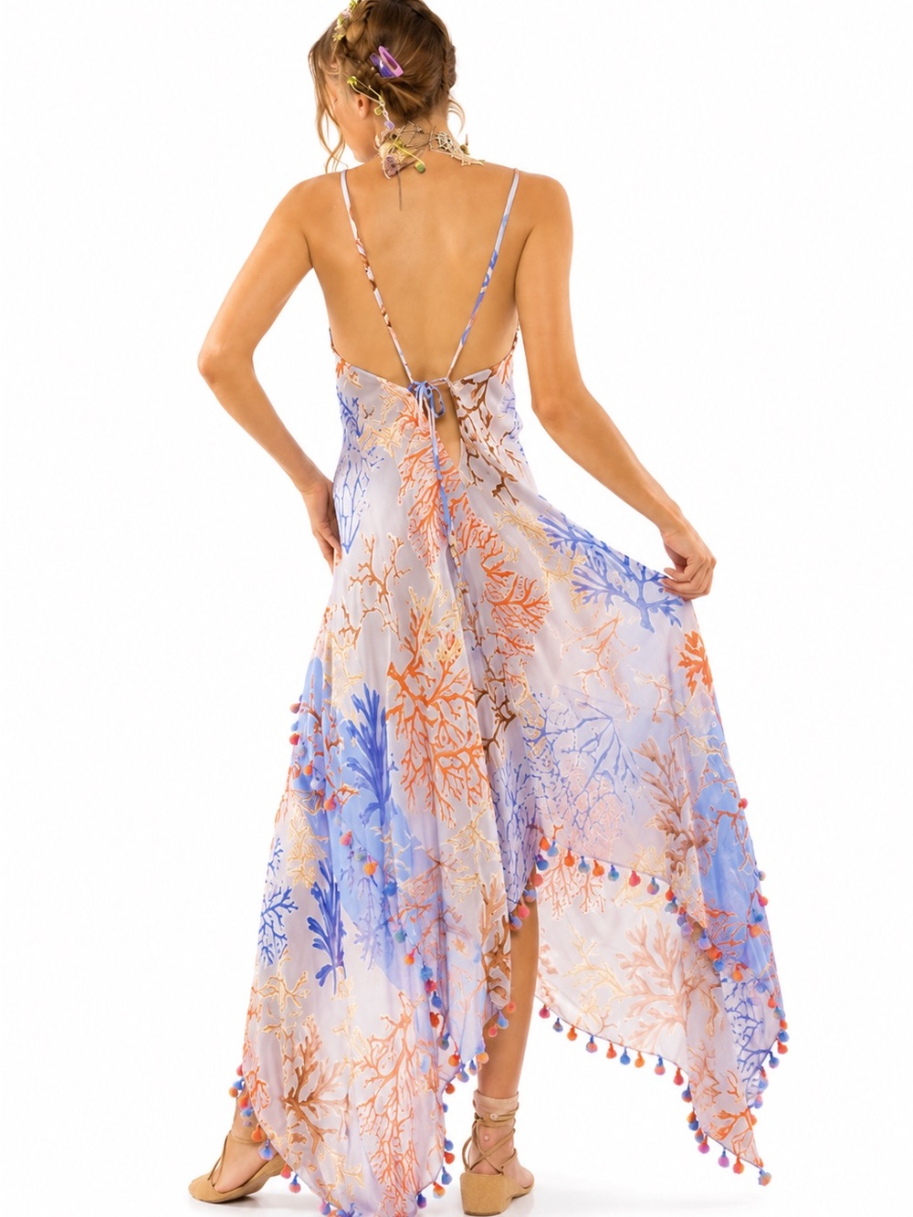 Aratta 🪸 Coral Fields Print | Midi/Maxi | Backless | Slip Dress | Sheer - Picture 11 of 11